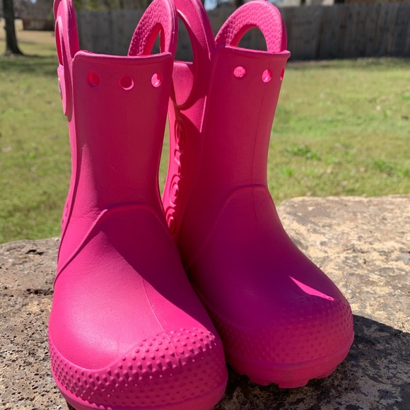 Crocs Handle It Kids Pink Rain Boots size 8 8C - Picture 2 of 10